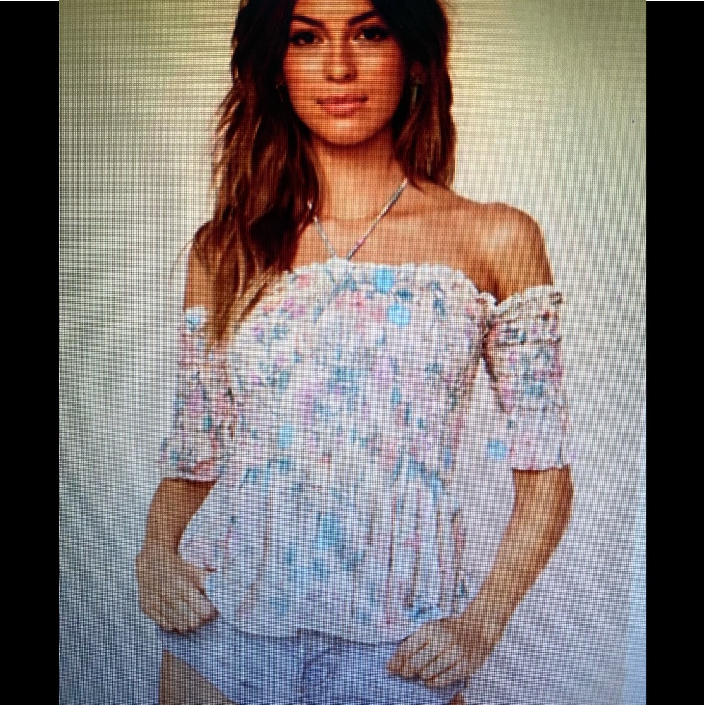 Spell Flower Child Sayulita Ruched Floral Print Top Size Small